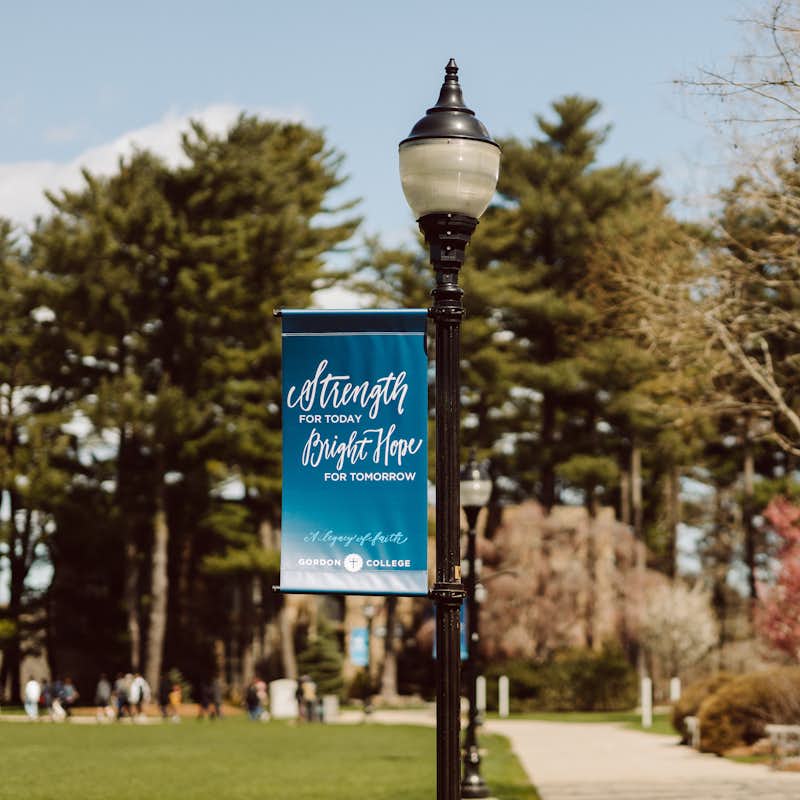 Flag pole with "Strength for today, bright hope for tomorrow"