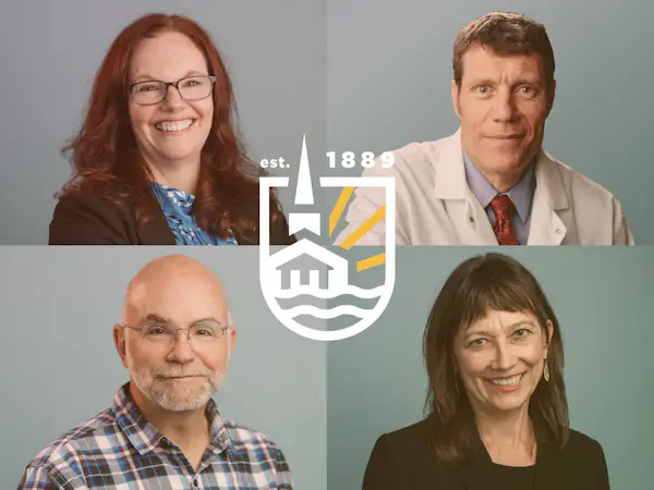 Four faculty Gordon faculty members: Amy Hughes, Sean Clark, Jonathan Senning, and Mara Sidmore