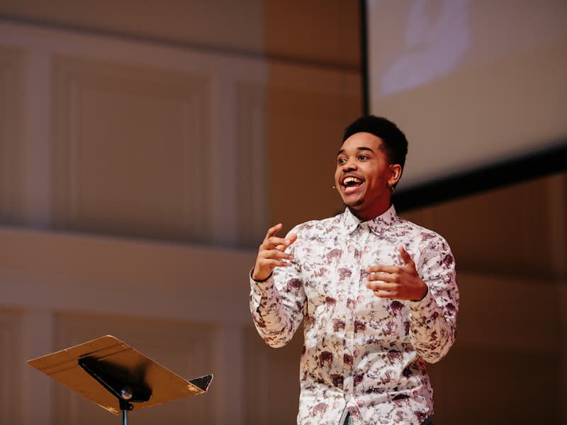 Student preaching in chapel