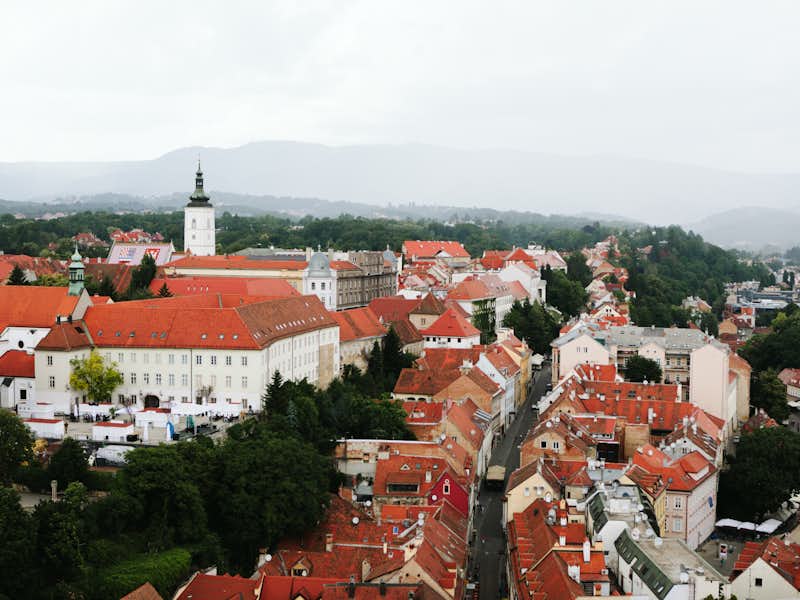 View of Croatian city with red rooftops