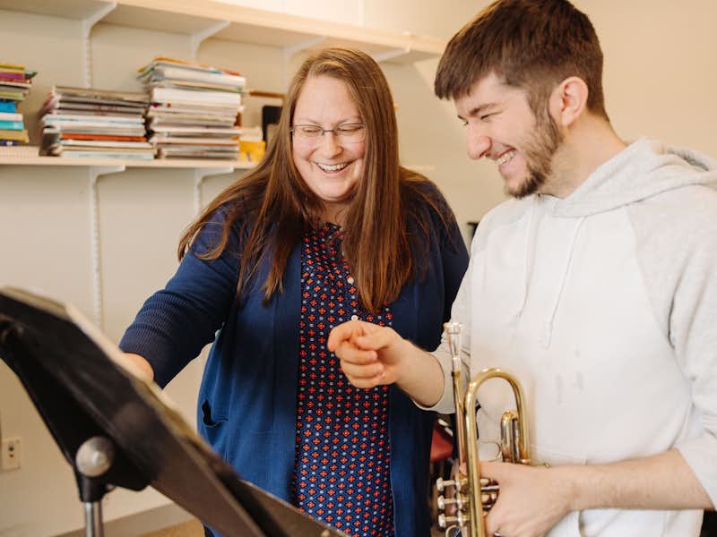 Professor Modaff instructing a horn student