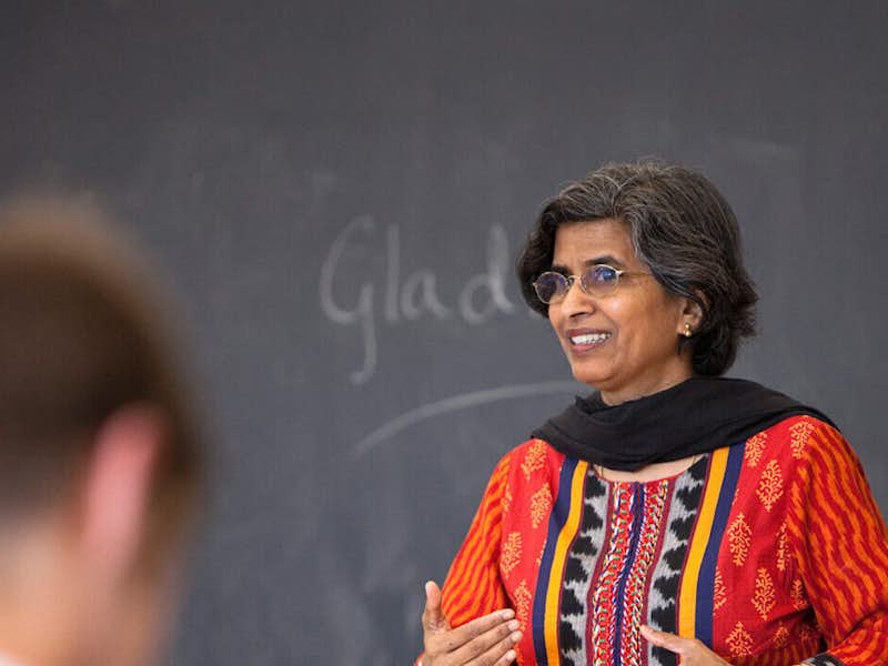 Professor Ivy George teaching a sociology class.